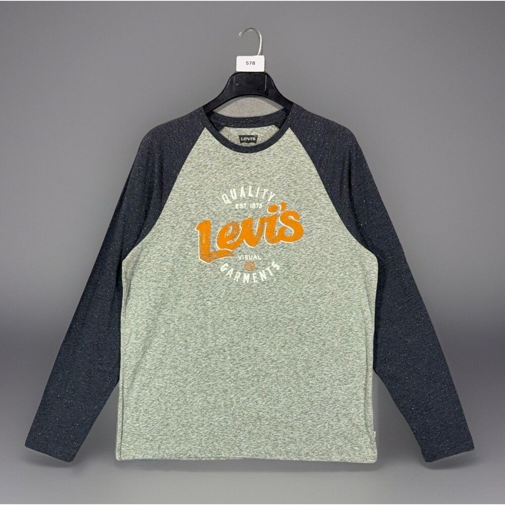 Levi's Graphic Raglan T-Shirt Oliver 3LYLK2932 Henley Style Long Sleeve L Gray